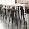 Flash Furniture 30" Black Metal Stool-Teak Poly Seat CH-31320-30-BK-PL2T-GG - alternate 1